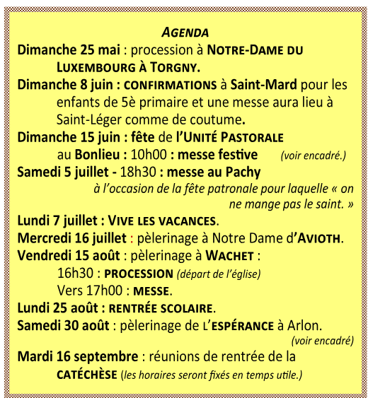 CDF agenda Agenda coin du feu