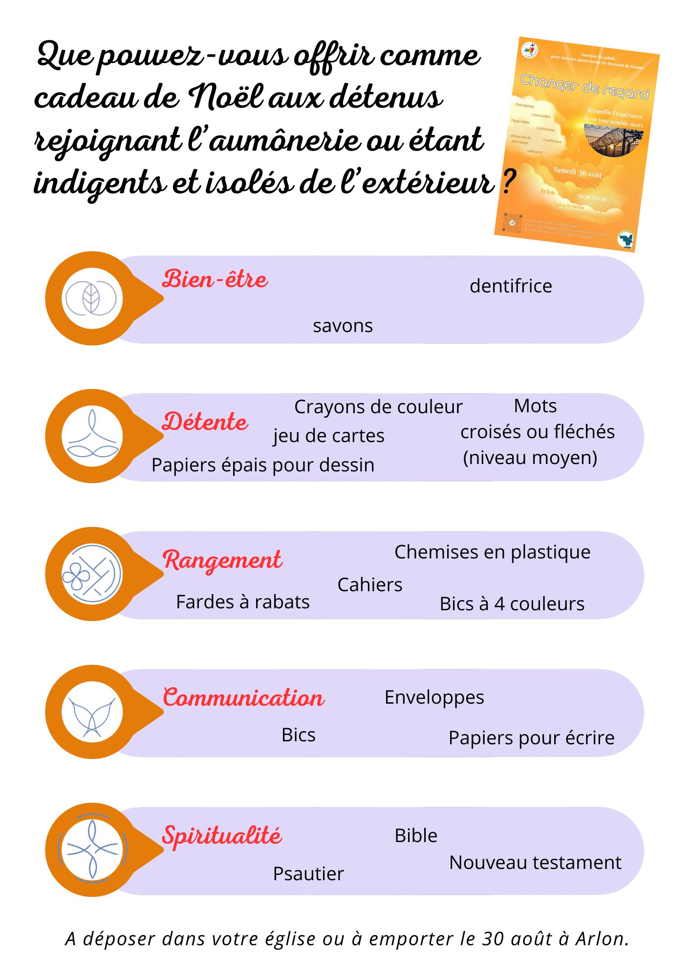 A4 liste prison Couleurs Liste dons prison