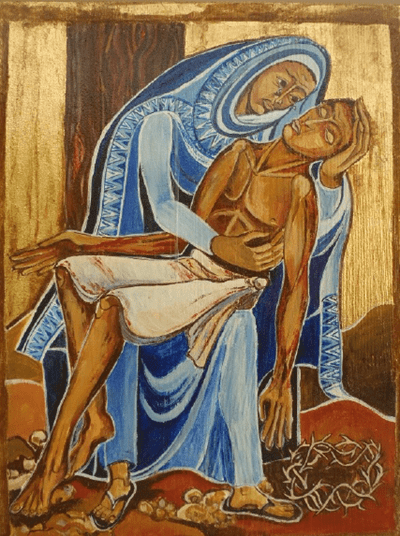 11-Onzième station: Jésus est descendu de la croix et remis à Marie sa mère
