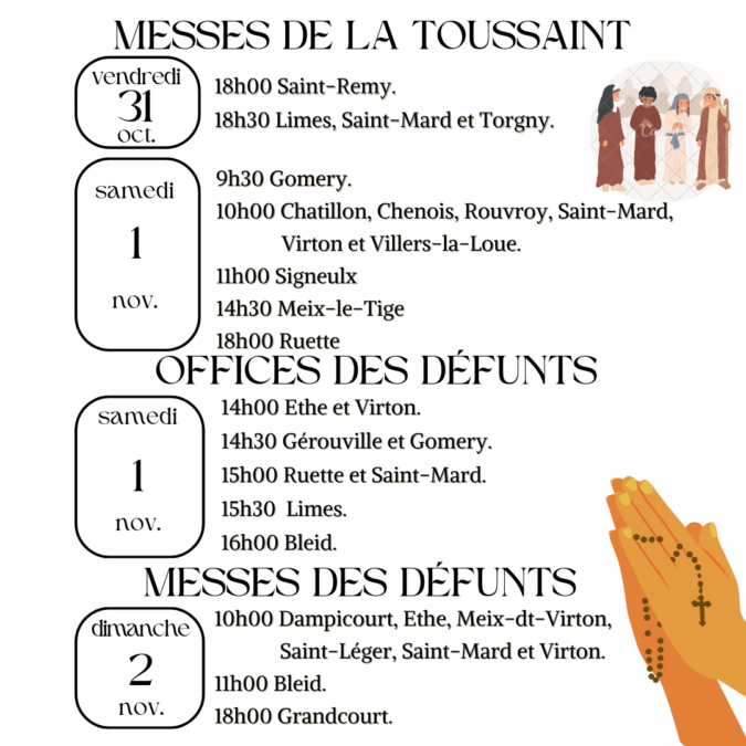 Célébrons la Toussaint et nos défunts (1er et 2 nov.)